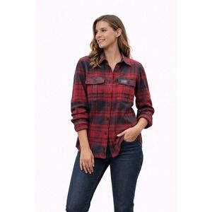 SUPERDRY Women's Plaid Flannel Button-Down Over Shirt – Size Medium